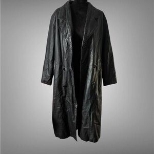 Donna Pelle leather Black Women's trench Coat